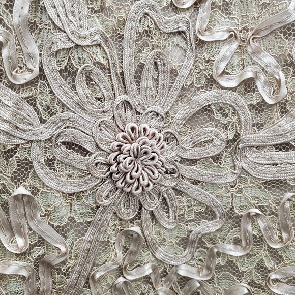 S.M. Collection Vintage Pale Pink Cream Fairycore Lace Whimsy Twee Maxi Skirt L - Picture 5 of 7